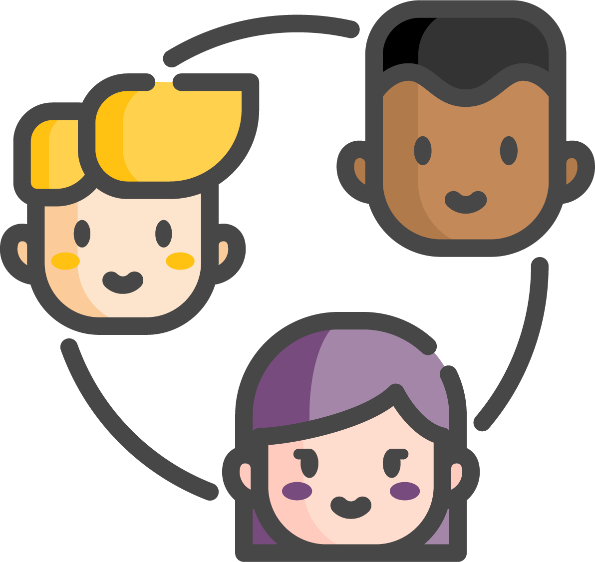 Three people with connecting lines icon